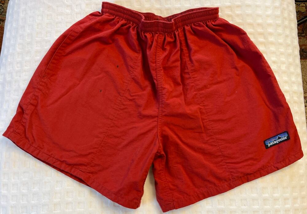 VTG Patagonia Kids Youth M (10) Red Nylon Swim Trunks Lined w Mesh READ STAIN